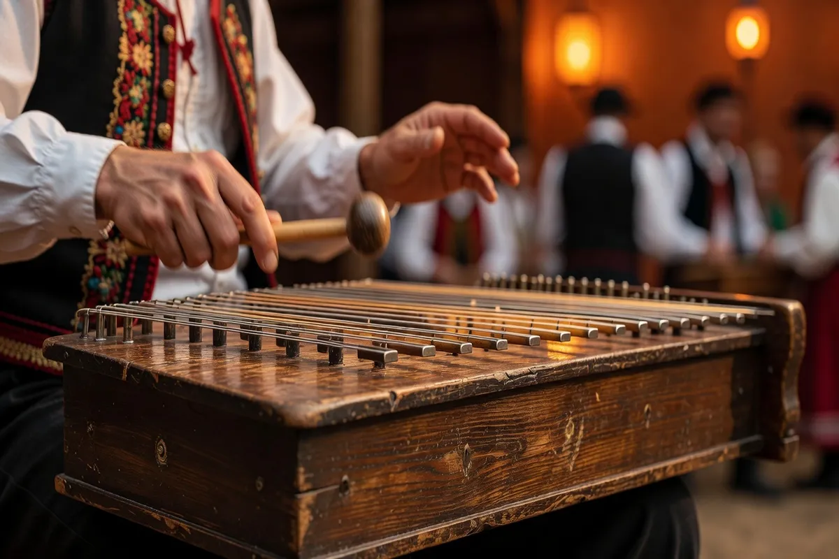 Musiciens jouant du cimbalom en Moravie