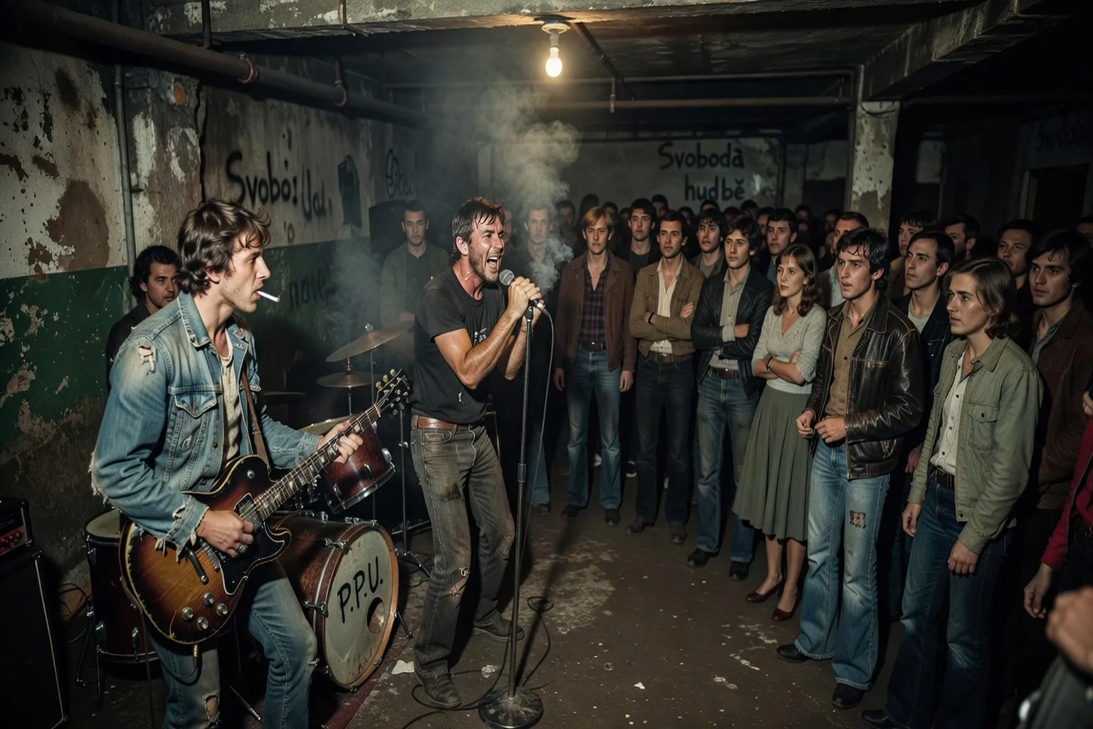 Concert clandestin de l’underground tchèque, années 1970