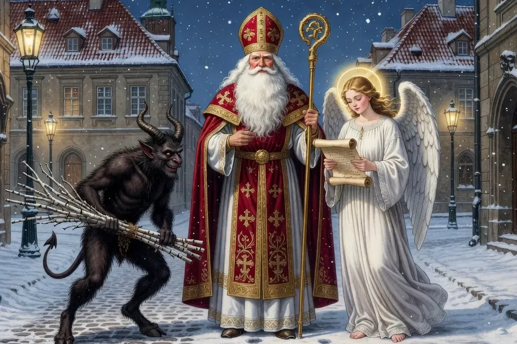 Mikuláš et ses compagnons dans les rues de Prague