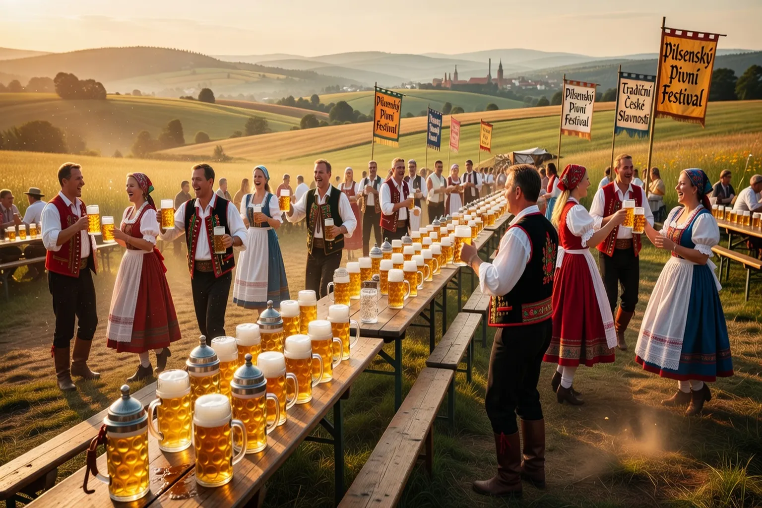 Zlatavý Pilsner Urquell ve sklenici — symbol plzeňského pivovarství