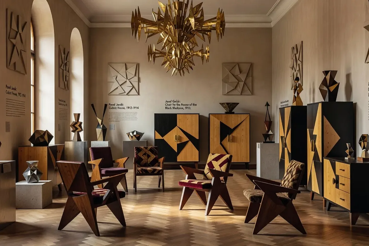 Mobilier cubiste tchèque, design Janák et Gočár, Musée des arts décoratifs Praha