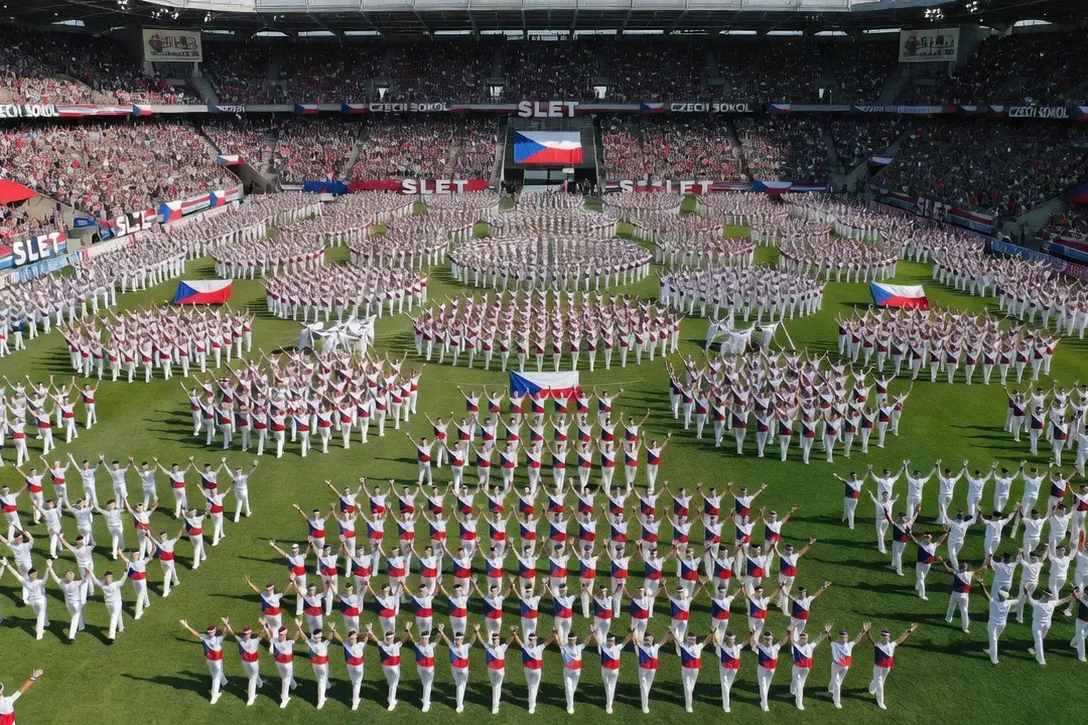 Gymnastes Sokol lors d’un Slet à Prague