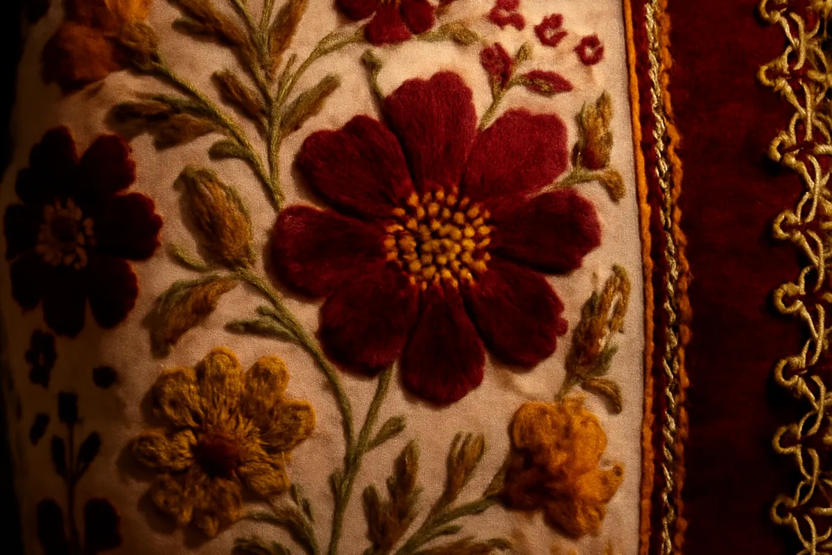 Costume traditionnel kroj morave aux broderies florales colorées