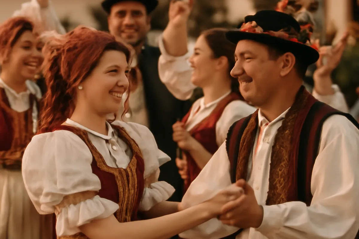 Festival folklorique de Strážnice avec danseurs en costumes traditionnels kroje