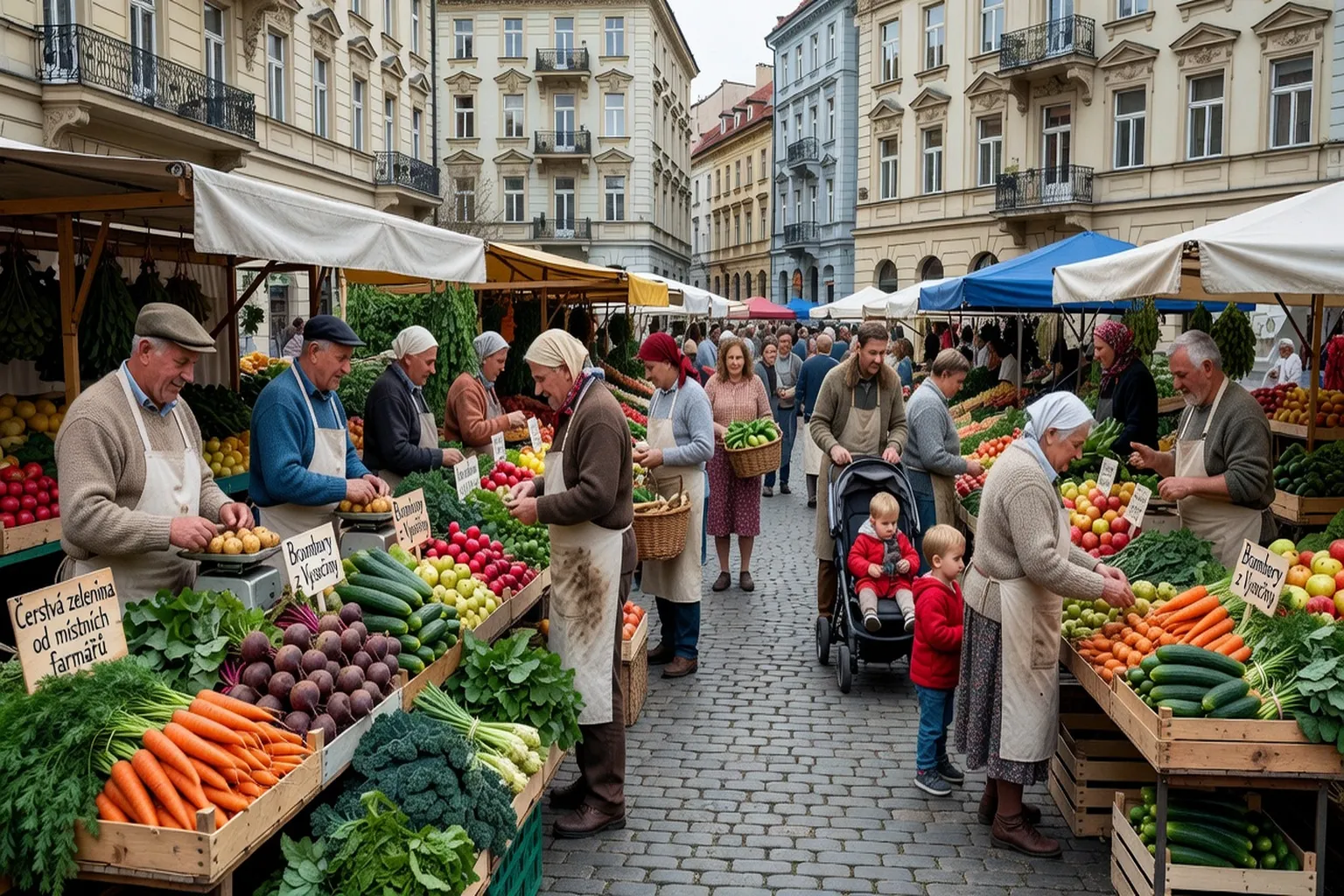 Farmářský trh Jiřák v sobotu ráno v Praze